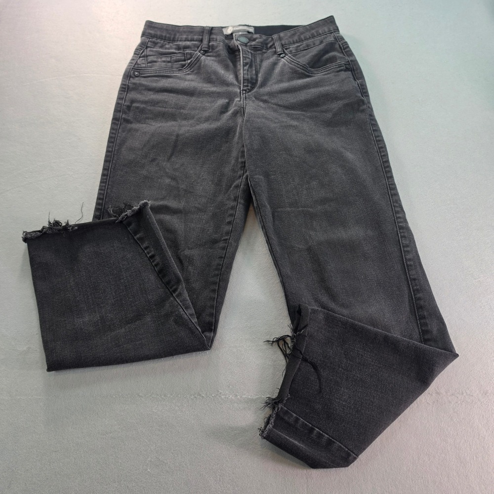 Democracy Absolution High Rise Straight Leg Raw Hem Faded Black Jeans Size 8